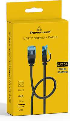 Powertech U/UTP Cat.6a Ethernet Network Cable 2m Black 1pcs