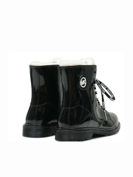 Michael Kors Kids Patent Leather Boots with Lace Black