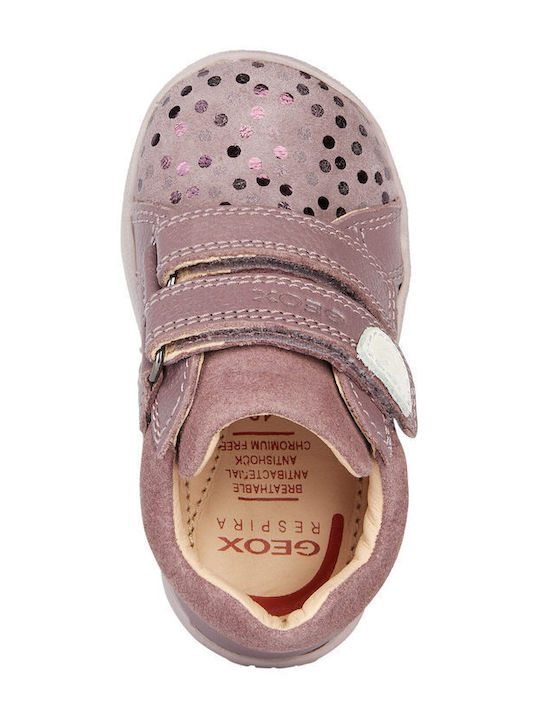 B MACCHIA Anatomical Leather Kids Boots with Velcro Pink