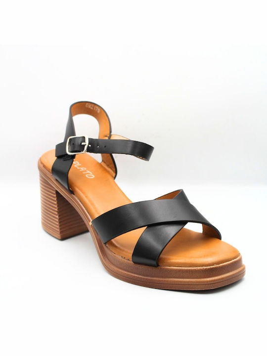 Diamantique Damen Sandalen mit Chunky hohem Absatz in Schwarz Farbe