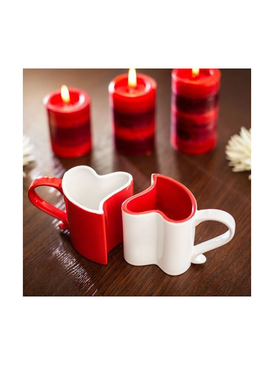 Gadget Master Romantische Tassen Weiß & Rot Keramik Weiß 260ml 2 Stück