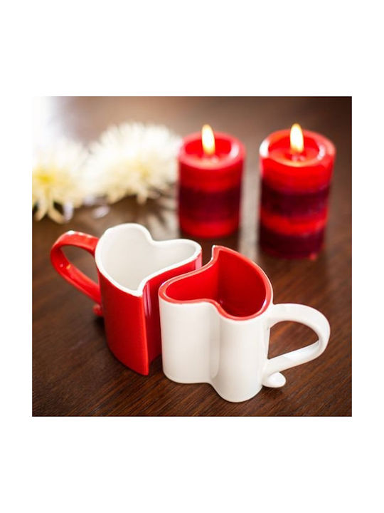 Gadget Master Romantische Tassen Weiß & Rot Keramik Weiß 260ml 2 Stück