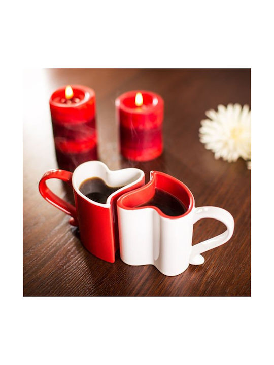 Gadget Master Romantische Tassen Weiß & Rot Keramik Weiß 260ml 2 Stück