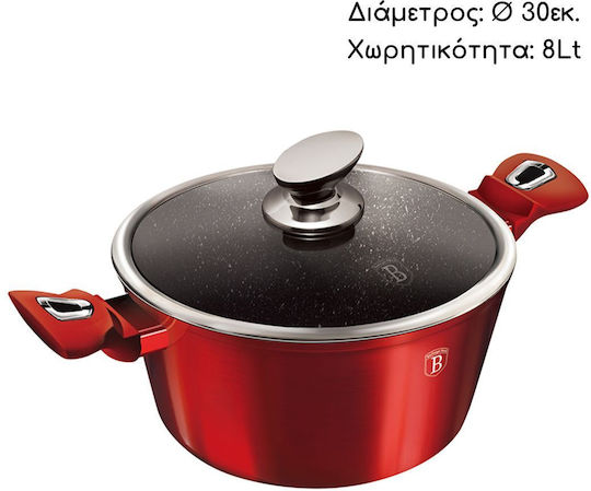 Berlinger Haus Metallic Line Tiefer Topf aus Aluminium 8Es / 30cm Burgundy