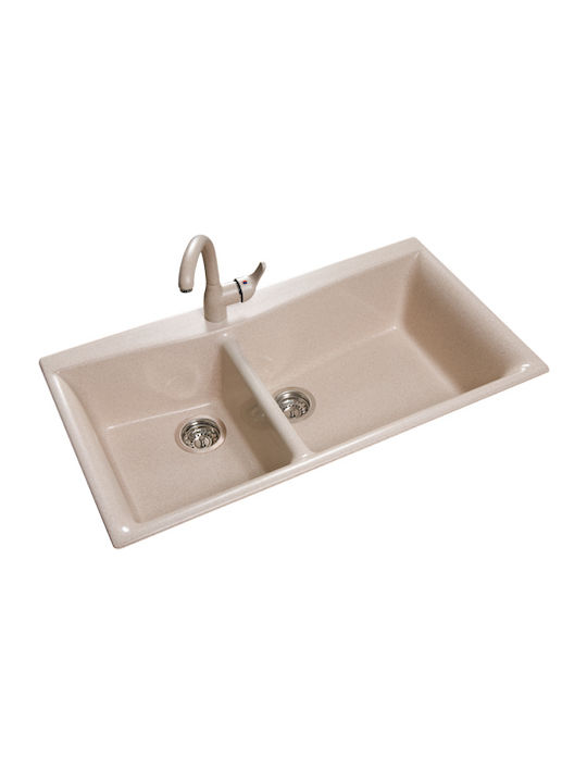 Sanitec Classic Drop-In Chiuvetă Dreapta din Granit Sintetic L93xW51cm Granit verde