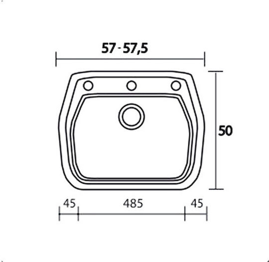 Sanitec Classic 313 Ένθετος από Συνθετικό Γρανίτη Μ58xΠ50cm
