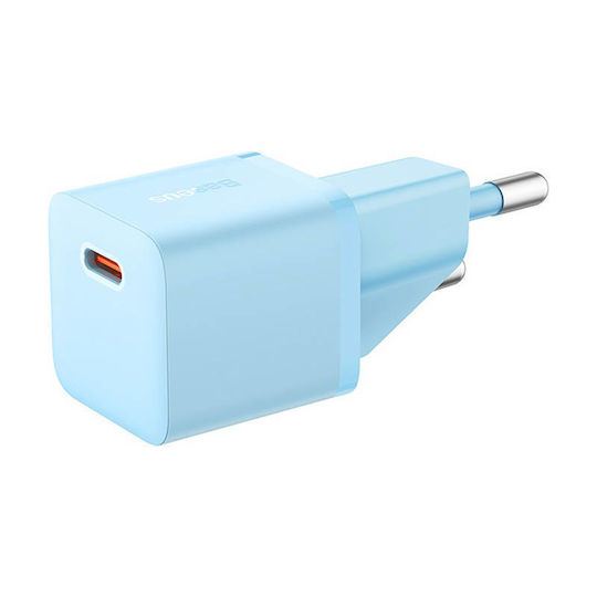 Baseus Ladegerät ohne Kabel GaN mit USB-C Anschluss 20W Stromlieferung / Schnellaufladung 5.0 Blau (Gan5)