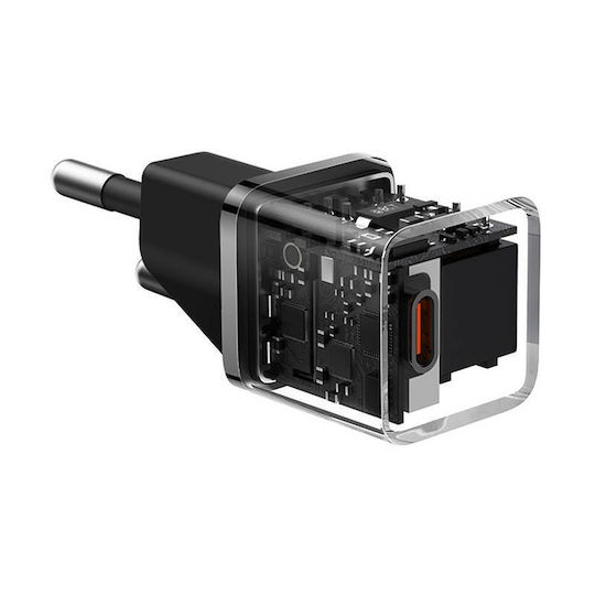 Baseus Ladegerät ohne Kabel GaN mit USB-C Anschluss 20W Stromlieferung / Schnellaufladung 5.0 Schwarzs (Gan5)