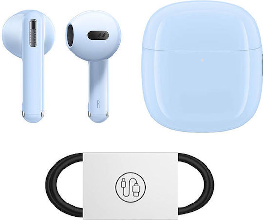 Baseus Bowie WX5 Earbud Bluetooth Handsfree Ακουστικά με Θήκη Φόρτισης Μπλε
