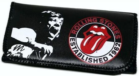 Monte Rolling Stones Lederne Tabaktasche in Schwarz mit Verschluss 16x8.5cm
