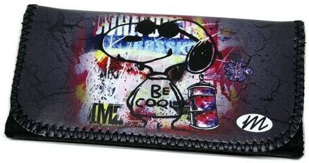 Be Cool Snoopy Καπνοθήκη από Δερματίνη Μαύρη με Κούμπωμα 16x8.5εκ.