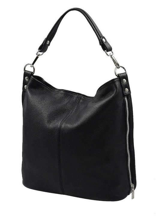 Leder Damentasche Schultertasche Schwarz