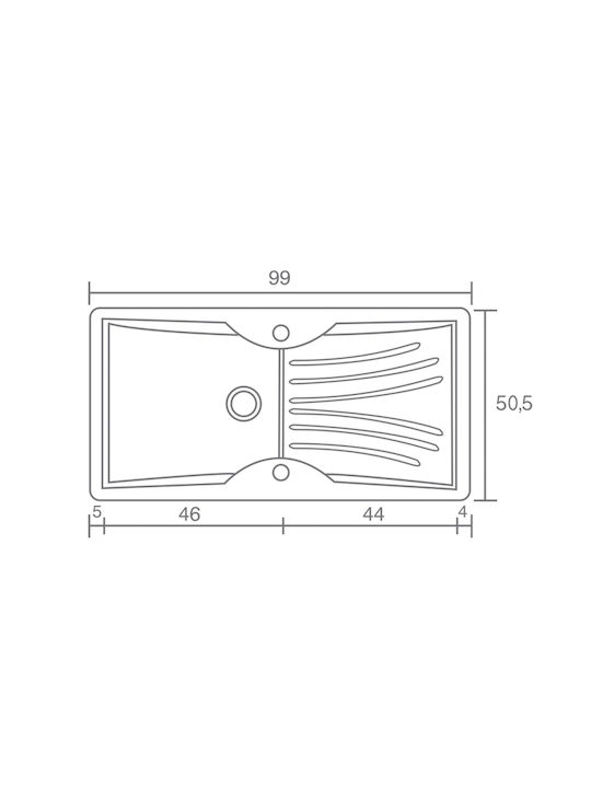 Sanitec Classic Drop-In Sink Synthetic Granite W99xD51cm Granite Blue