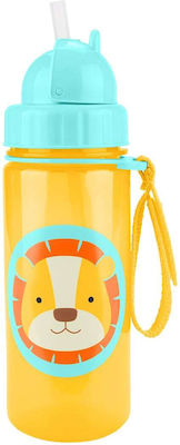 Skip Hop Λιοντάρι Kinder Trinkflasche Kunststoff mit Strohhalm Gelb 384.5ml