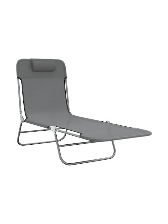 Liegestuhl Metallisch mit Textilene-Stoff Gray 2Stück 135x54.5x87cm.