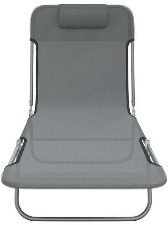 Liegestuhl Metallisch mit Textilene-Stoff Gray 2Stück 135x54.5x87cm.
