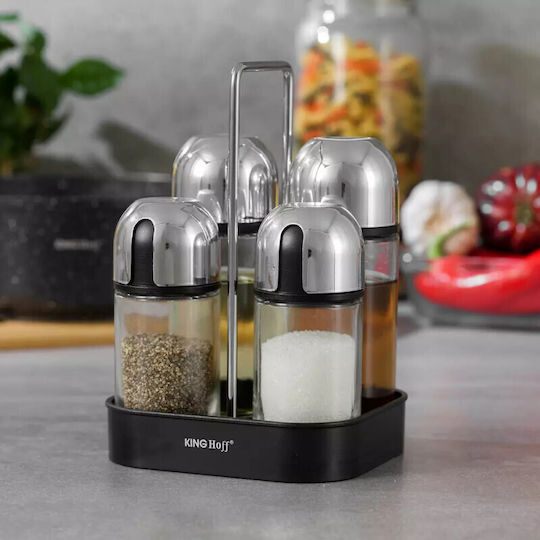 KING Hoff Oil & Vinegar Set with Salt & Pepper Glass with Flow 160ml