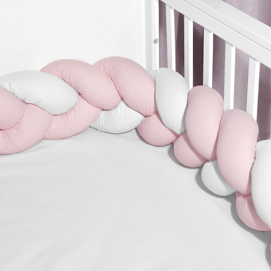 Baby Oliver Crib Bumpers Braided Inside White-pink 20x200cm
