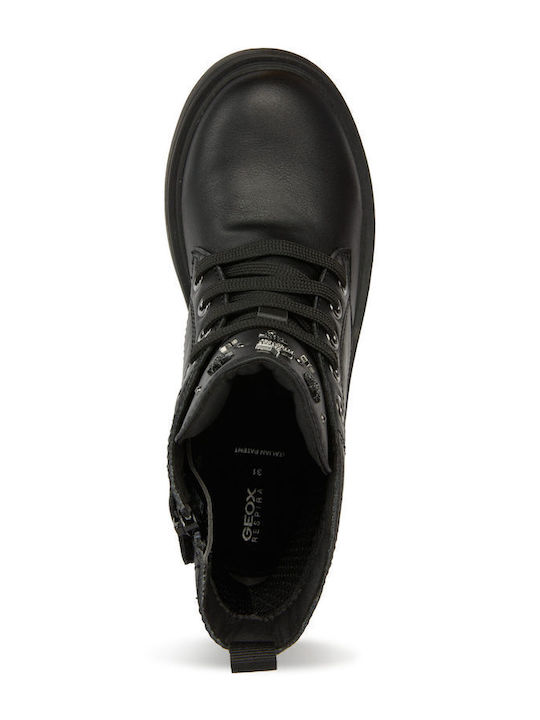 J ECLAIR Leather Kids Boots with Zipper Black