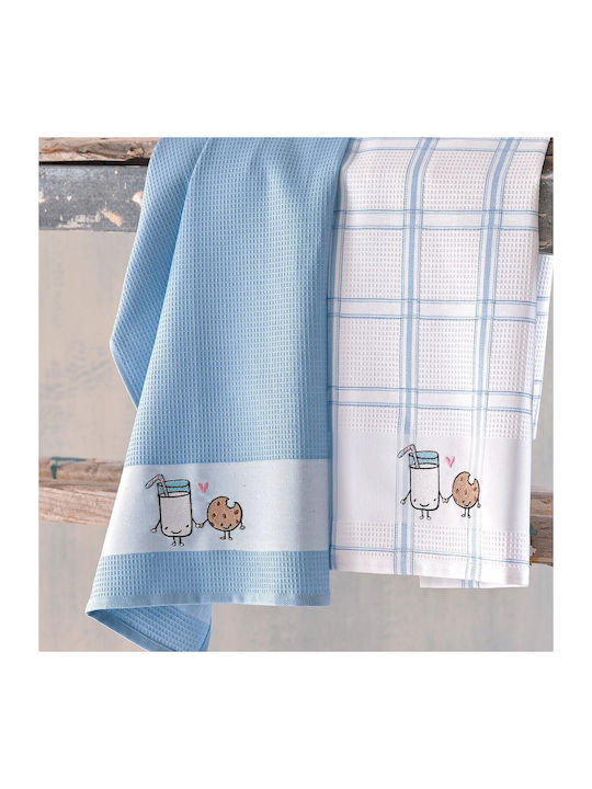 Rythmos Milky Towel made of 100% Cotton in Blue Color 45x70cm 2pcs