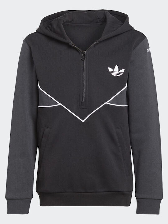 Kids Sweatshirt with Hood and Pockets Black Adicolor