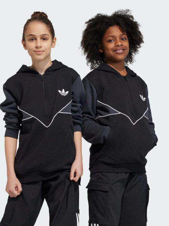 Kids Sweatshirt with Hood and Pockets Black Adicolor
