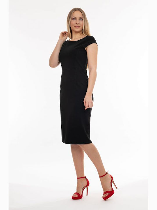 BelleFille Midi Dress Short Sleeve Black