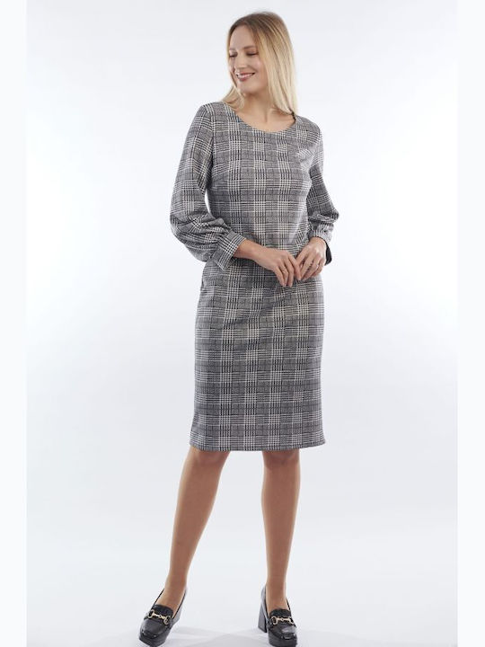 BelleFille Midi Dress Long Sleeve Gray