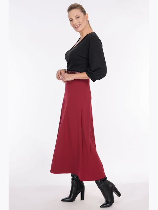 BelleFille Midi Skirt Cloche in Burgundy color