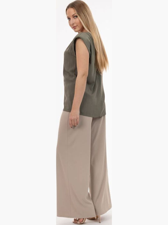 Women's Blouse Sleeveless Khaki