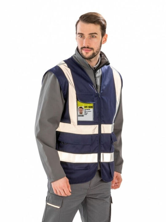 Result Men's Safety Vest with Reflective Film Navy Blue