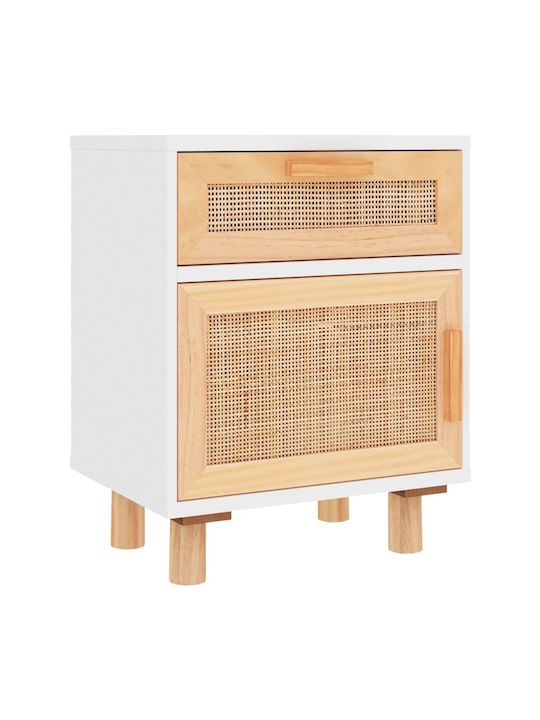 Bedside Table from Solid Wood Beige 40x30x50cm