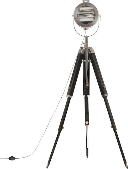 vidaXL Vintage Floor Lamp H165xL21 cm with E27 Bulb Socket Black and Silver