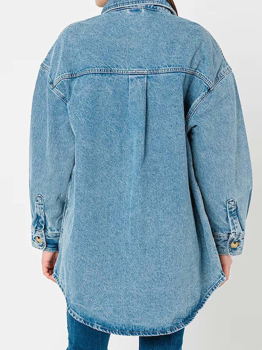 Only Langärmelig Damen Denim Hemd Hellblau