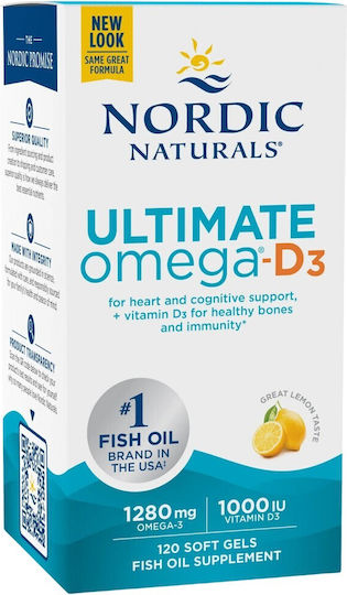 Nordic Naturals Ultimate Omega-D3 Fish Oil 120 softgels Lemon