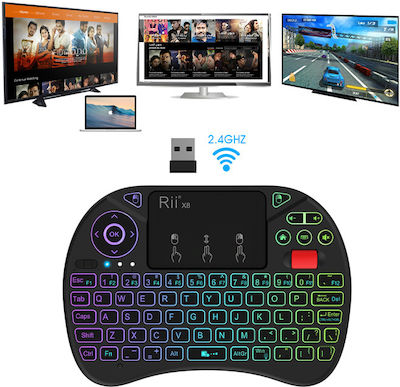 Riitek Mini X8 RGB Ασύρματο Πληκτρολόγιο με Touchpad Αγγλικό US