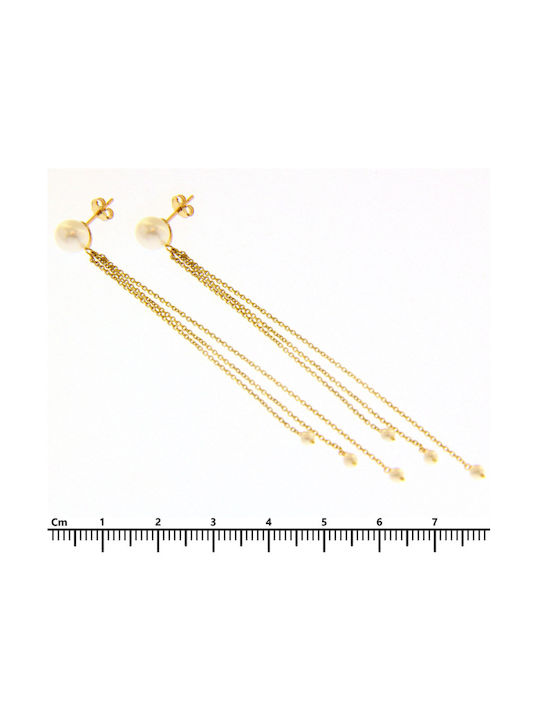 Mentzos Earrings Pendants made of Gold 14K with Pearls