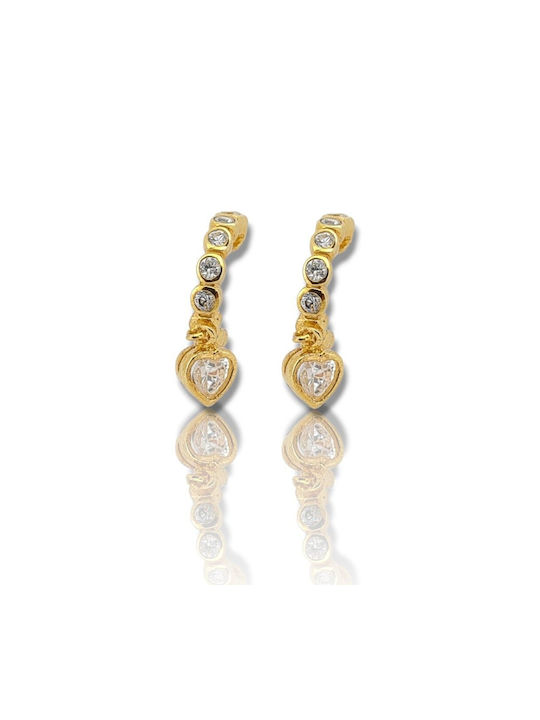 Mentzos Earrings Hoops made of Silver Gold Plated with Stones