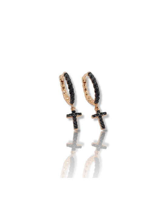 Mentzos Earrings Hoops made of Silver Gold Plated with Stones