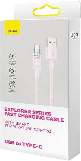 Baseus Explorer USB 2.0 Cable USB-C male - USB-A 100W PD Ροζ 1m CATS010404