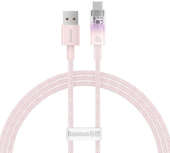 Baseus Explorer USB 2.0 Cable USB-C male - USB-A 100W PD Ροζ 1m CATS010404
