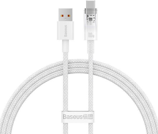 Baseus Explorer USB 2.0 Cable USB-C male - USB-A 100W Λευκό 1m CATS010402