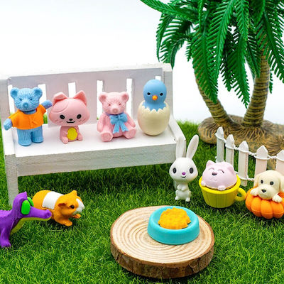 QiHao Eraser Set for Pencil and Pen Fancy Animals (Μiscellaneous Designs/Colors) 5pcs