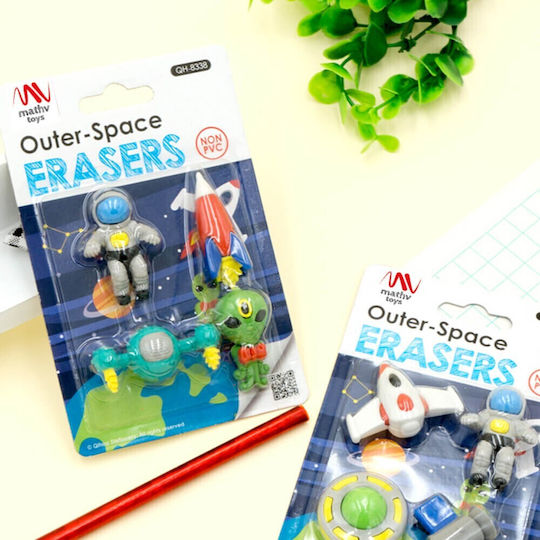 QiHao Σετ Γόμες για Μολύβι Outer Space (Διάφορα Σχέδια/Χρώματα) 4τμχ
