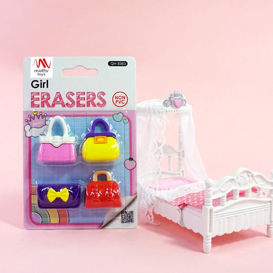 QiHao Eraser Set for Pencil and Pen Girl Going Out (Μiscellaneous Designs/Colors) 1pcs