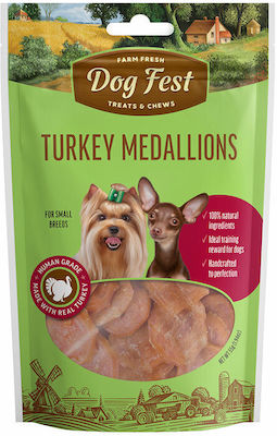 Dog Fest Turkey Medallions Λιχουδιές Σκύλου Μικρόσωμων Φυλών με Γαλοπούλα 55gr