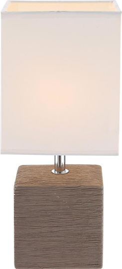Globo Lighting Ceramic Table Lamp for Socket E14 with White Shade and Beige Base