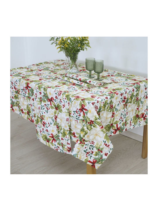 Dimeco Bliss Christmas Tablecloth Square Fabric Multicolour L135xW135cm 1pcs