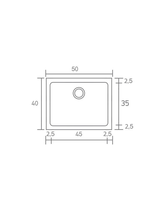 Sanitec Classic Drop-In Spüle aus Verbundgranulat B40xT50cm Metallic Space