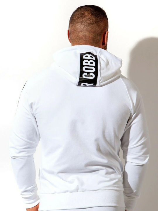 Alexander COBB - Men's Sweatshirt Jacket with Hood and Pockets White